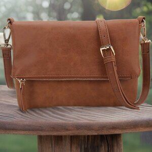 Travel Crossbody Bag Shoulder Purse Clutch Wallet Soft Lightweight Brown Handbag